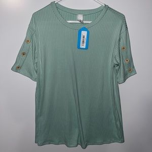 NWT Honeyme Ribbed Short Sleeve Top Size Small
